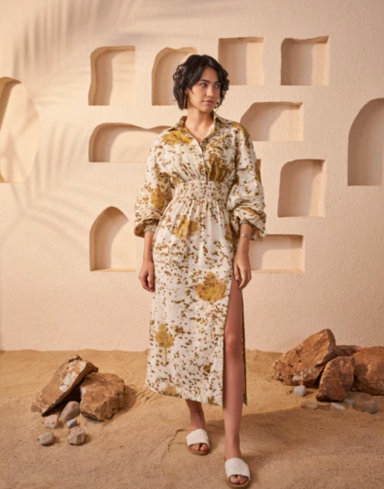 The Leaf Eco-Dyed Khadi Dress